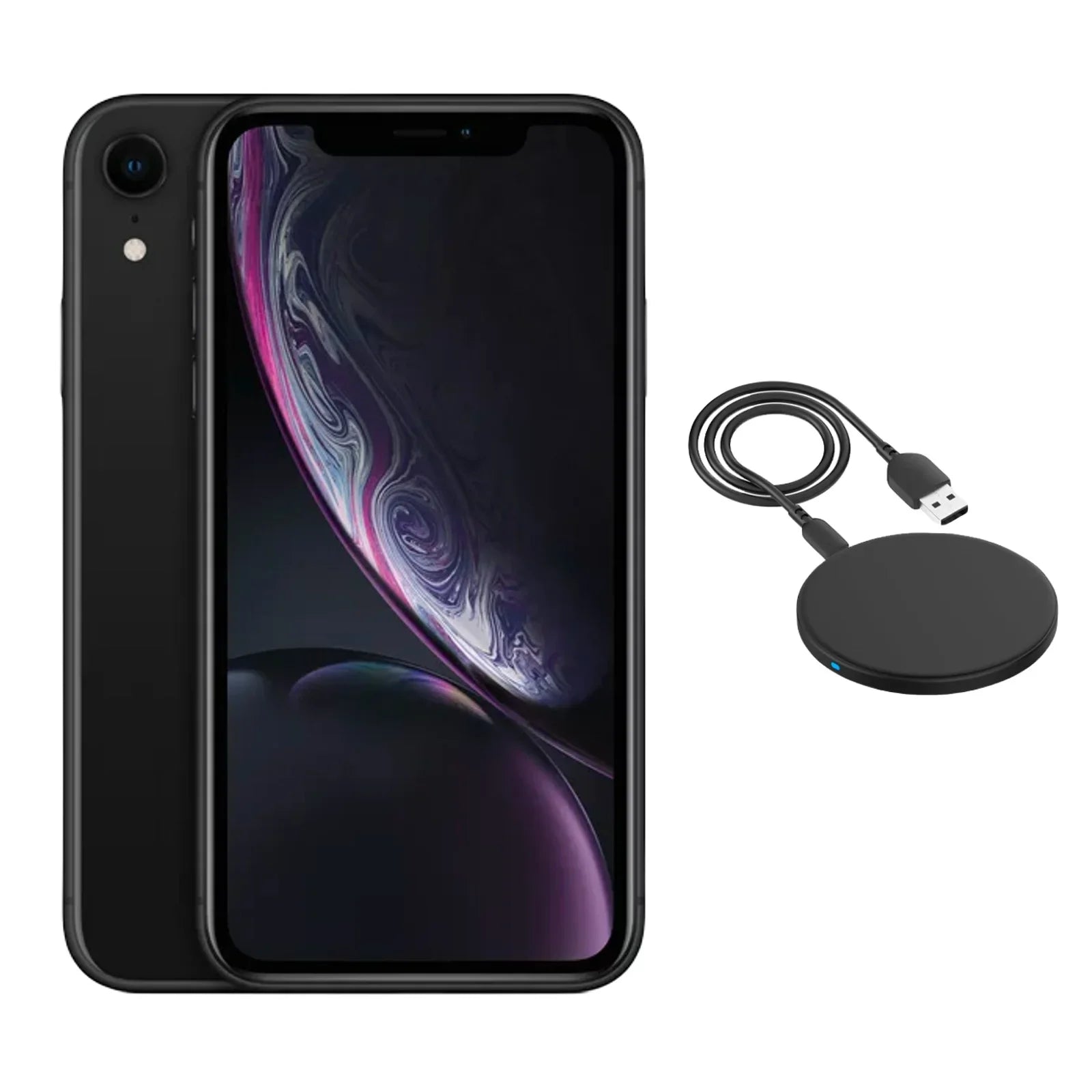 Restored iPhone XR A1984 (Fully Unlocked) 64GB Black (Grade A) w/ Wireless Charger (Refurbished)