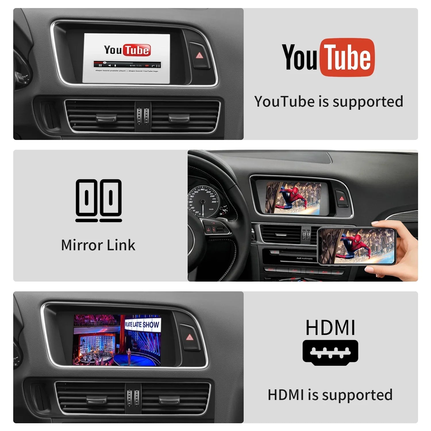 Ninetom Wireless Android Auto Carplay for Audi A4 A5 S4 S5 RS4 RS5 Q5 2008-2015 Support 3GMMI System,Carplay Retrofit Kit,Mirrorlink,Siri,Navigation,YouTube,Original Control,Camera