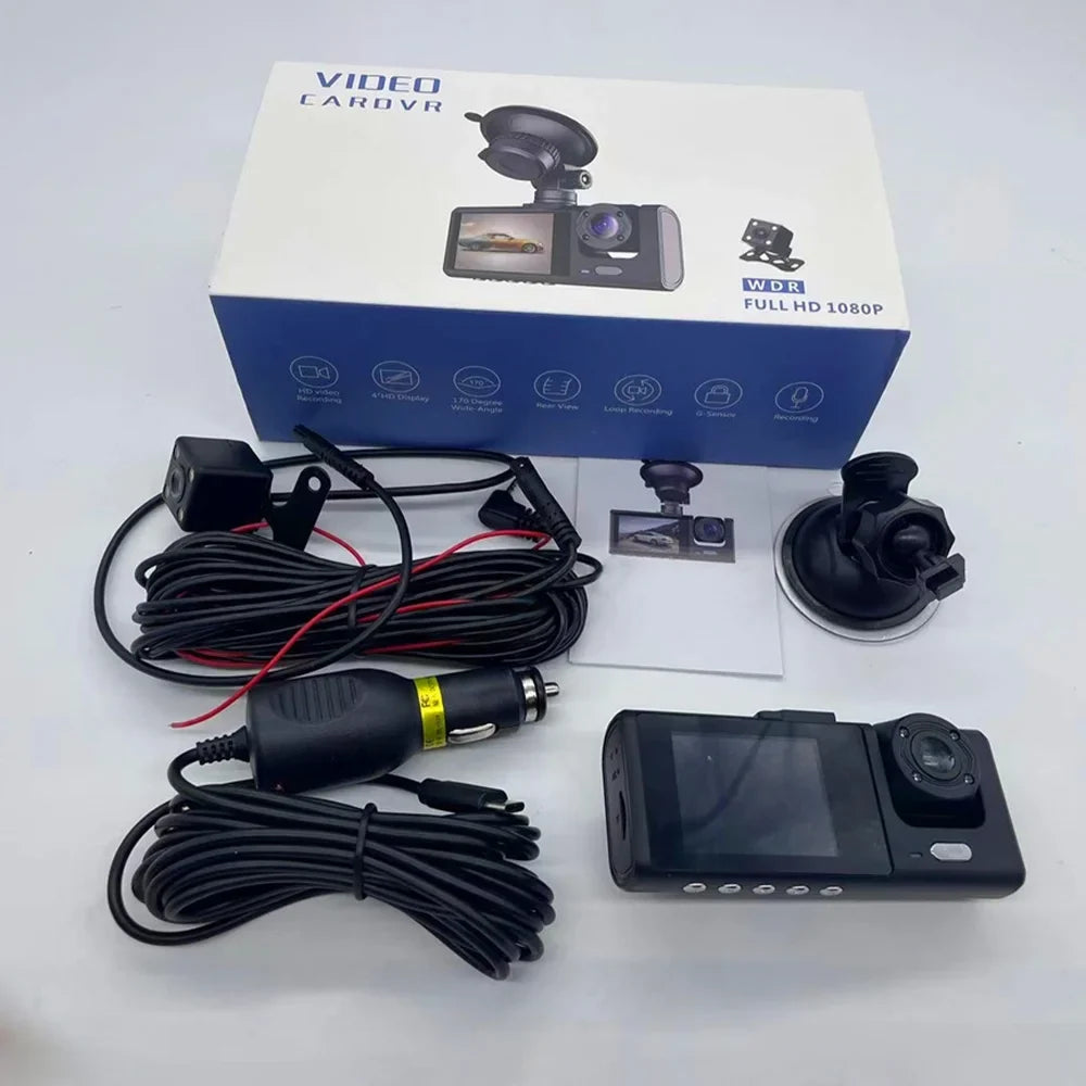 Virwir WiFi Dash Cam 1920x1080P FHD Front Inside and Rear Dash Cam Three Cam Car DVR Night Vision Loop Recording