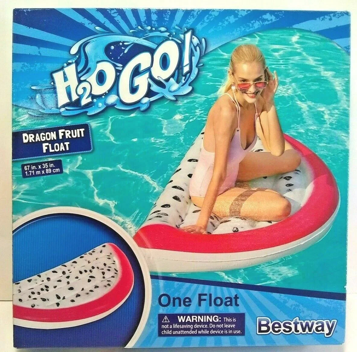 H2O GO! Dragon Fruit Float One Float Raft Swimming Pool 67” X 35”