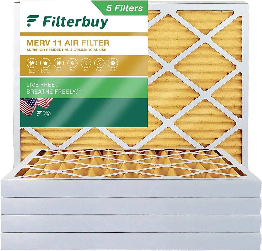Filterbuy 10x14x2 MERV 11 Pleated HVAC AC Furnace Air Filters (5-Pack)