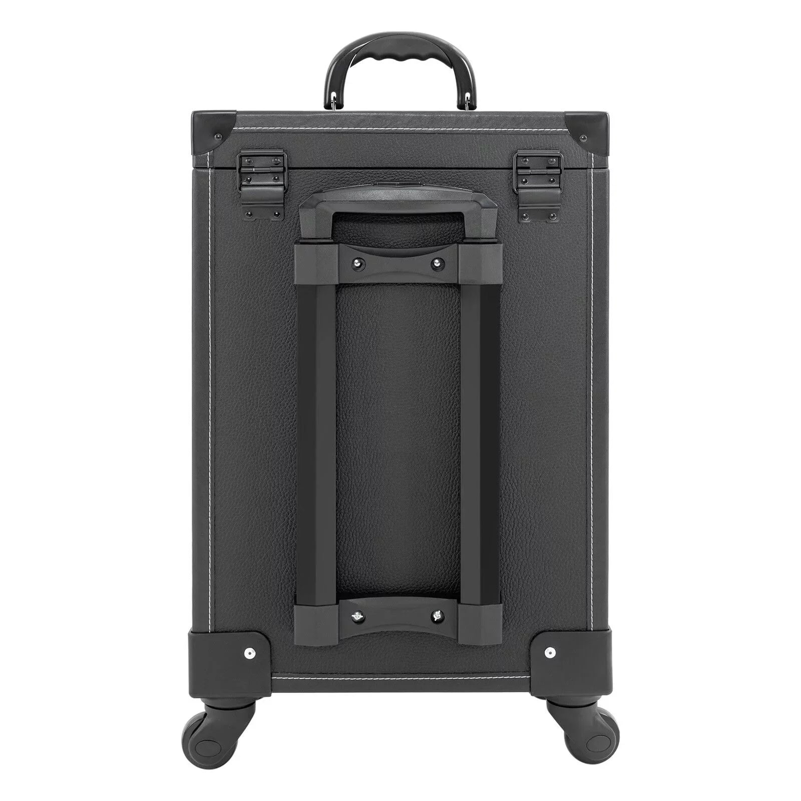 ZhdnBhnos Makeup Train Case Rolling Cosmetic Trolley Nail Polish Storage Organizer Luggage Box w/ 4 Wheels & Lock (Black)