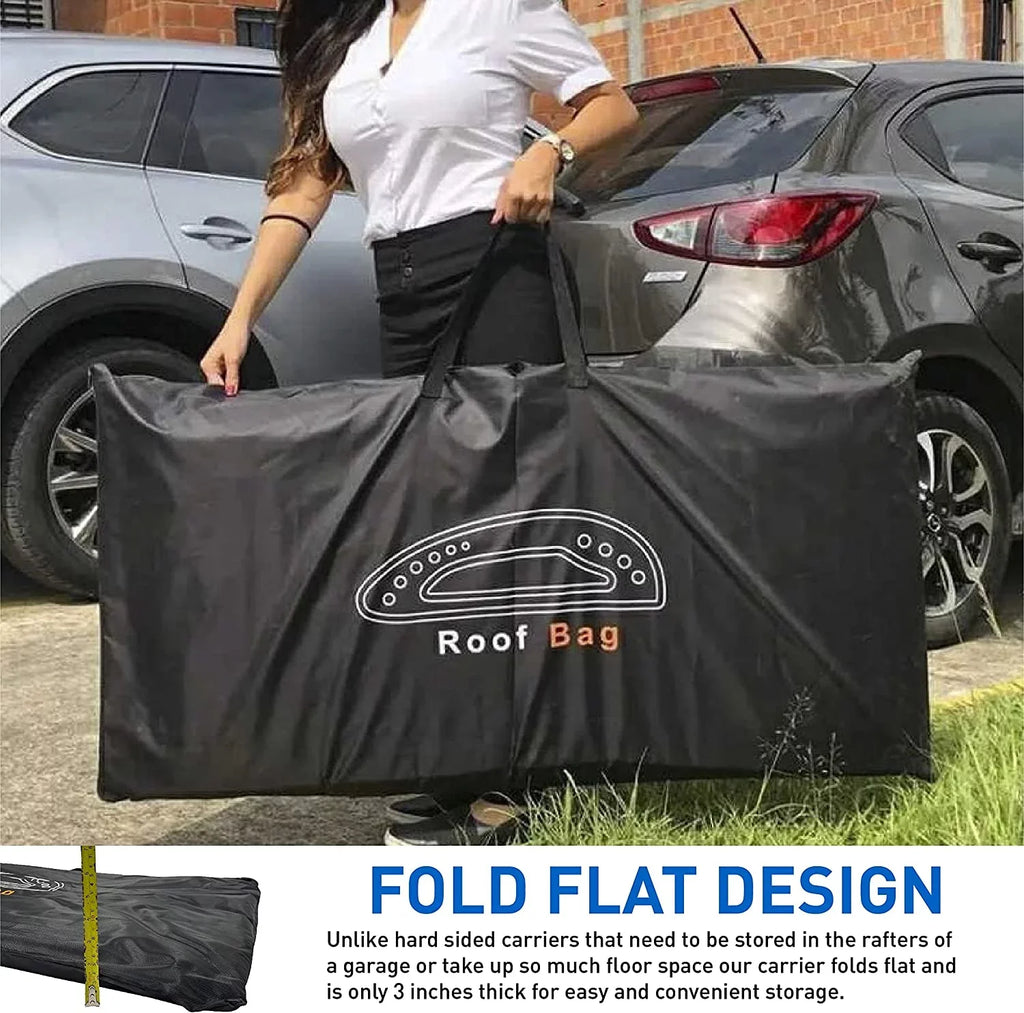 EasyGoProduct Aerodynamic Car Rooftop Cargo Carrier Bag - Soft Roof Top Luggage Bag for All Vehicles SUV with/Without Rack Hard Sides - 4 Adjustable Straps 8 Cubic Feet - Fold Flat Storage Bag