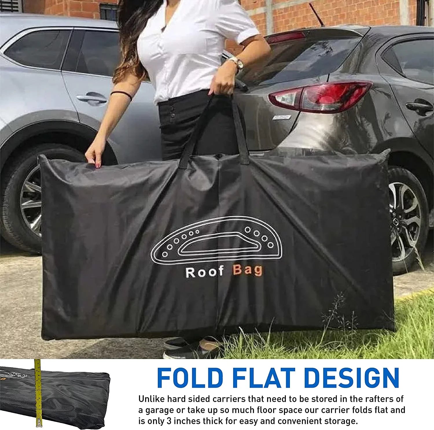 EasyGoProduct Aerodynamic Car Rooftop Cargo Carrier Bag - Soft Roof Top Luggage Bag for All Vehicles SUV with/Without Rack Hard Sides - 4 Adjustable Straps 8 Cubic Feet - Fold Flat Storage Bag