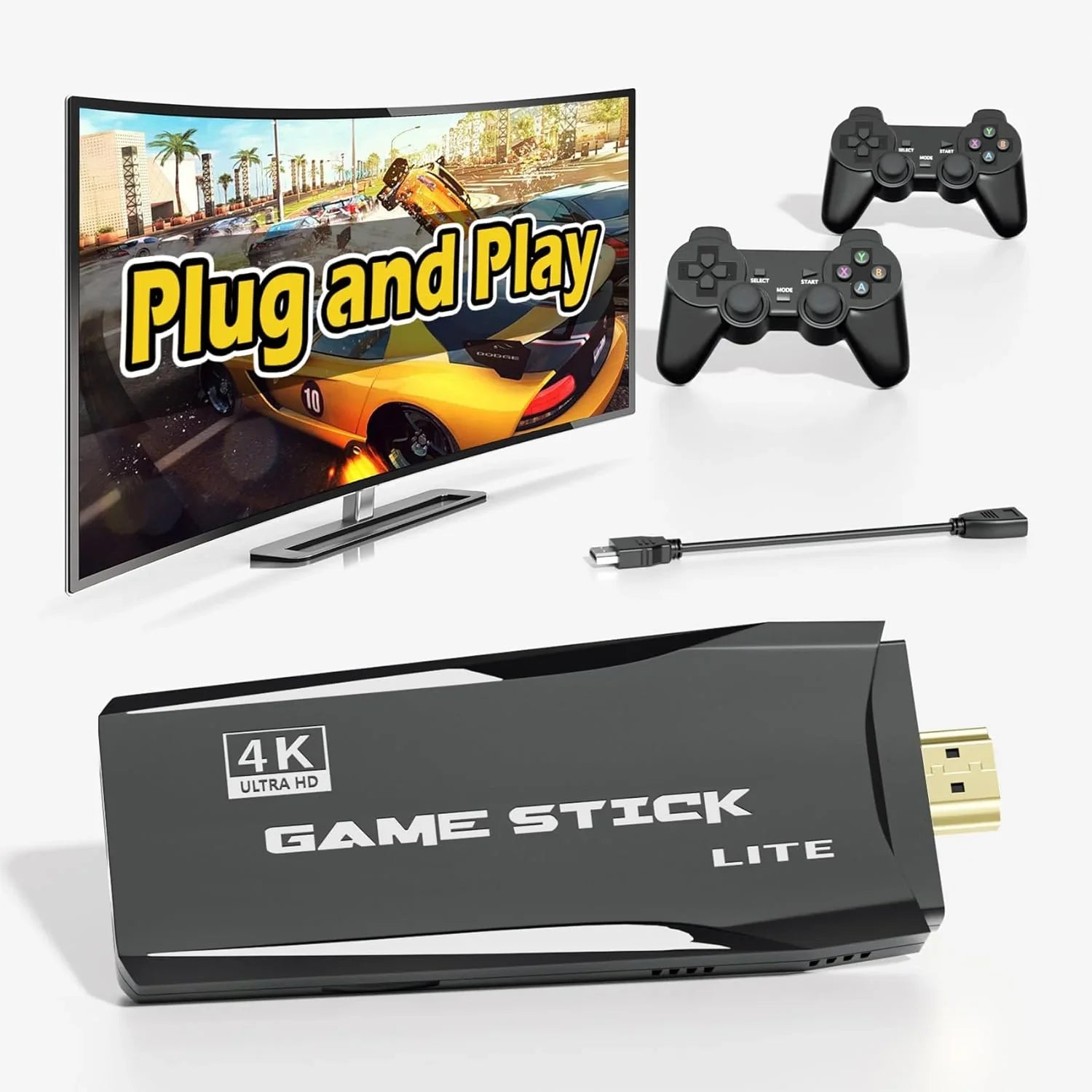 Retro Game Stick Emulator Console S2 - Preloaded 12000+ Classic Retro Games,9 Emulators,Plug and Play Video Games for TV,Nostalgia Stick Support 4K HD Port,2 Wireless Gamepads(64G)