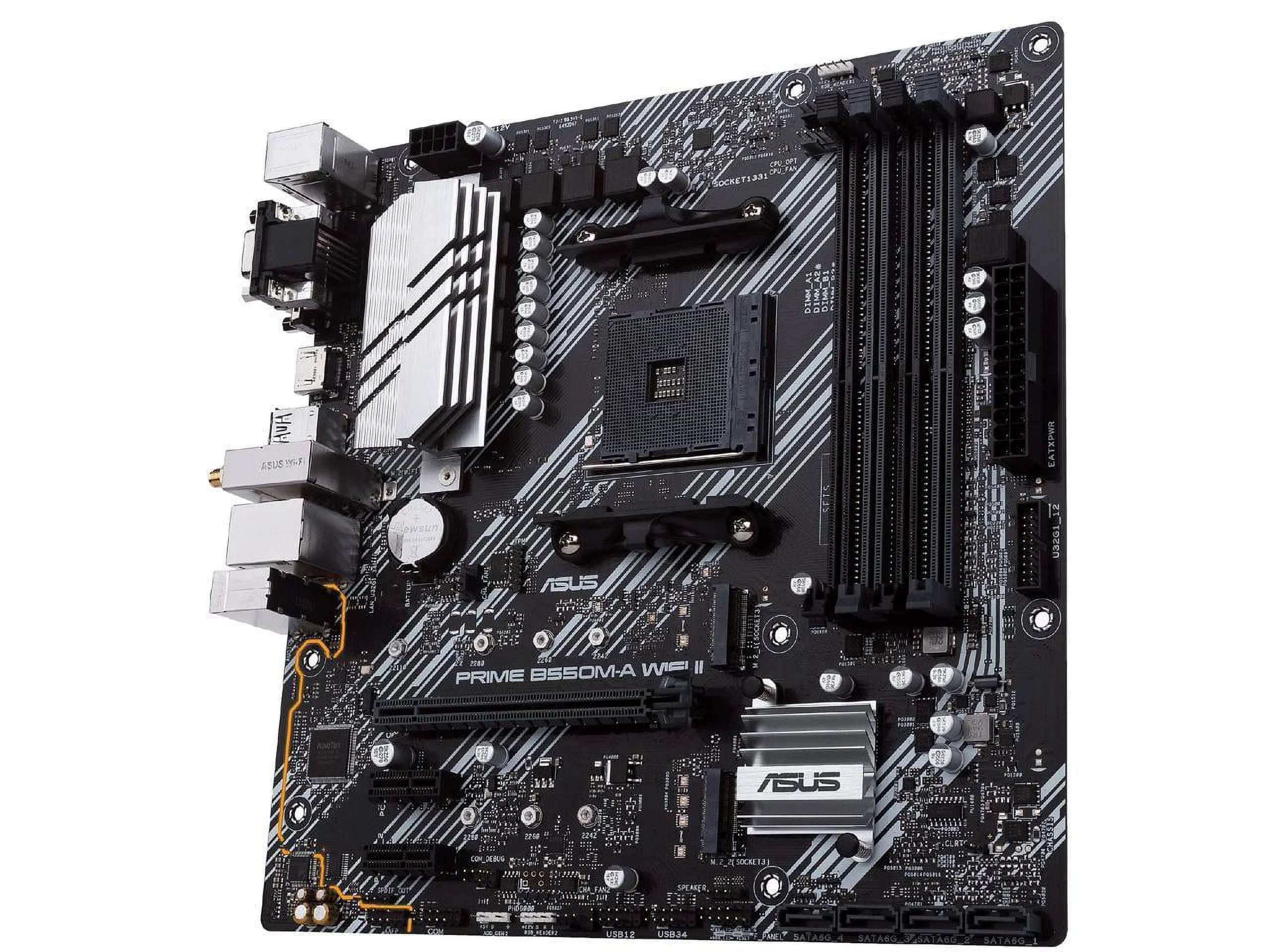 Prime B550M-A WiFi II AM4 (3rd Gen Ryzen) Micro ATX Motherboard (PCIe 4.0, WiFi 6, ECC Memory, 1Gb LAN, HDMI 2.1/D-Sub, 4K@60HZ, Addressable Gen 2 RGB Header and Aura Sync)