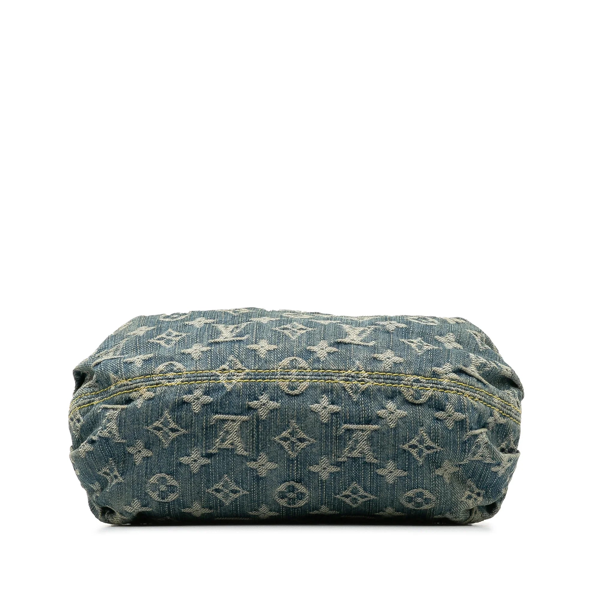 Pre-Owned Authenticated Louis Vuitton Monogram Pleaty Denim Fabric Blue Handbag Top HandleBag Unisex (Good)