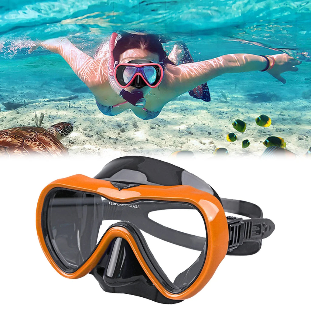 YHAIOGS toughened Glass Single Lens Diving Goggles Adult Snorkeling Face Deep Diving Lung Silicone Divingmask Large Frame Swimming Goggles