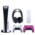 Playstation 5 Disc Version ( PS5 Disc) with Extra Nova Pink Controller, Black PULSE 3D Headset and and Media Remote Bundle with Cleaning Cloth