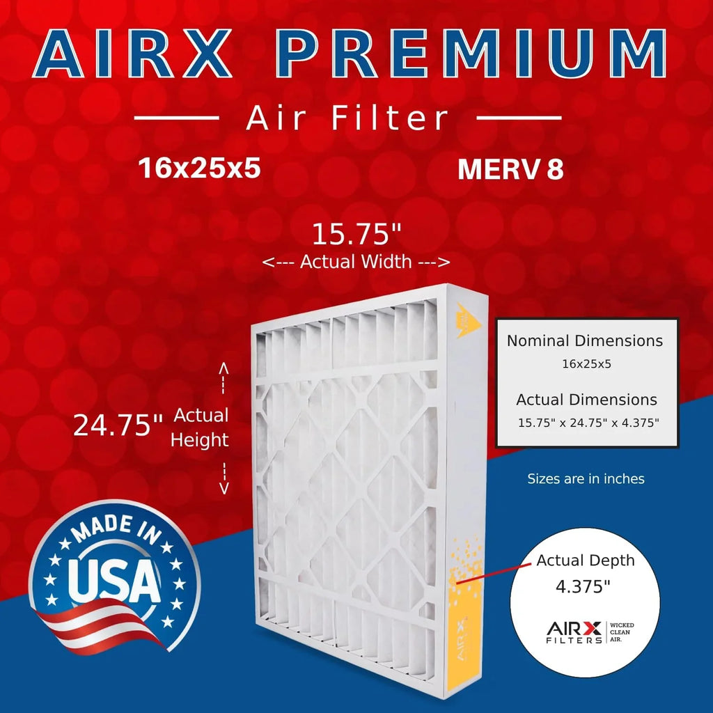 16X25x4 Air Filter MERV 8 Compatible FC100A1029 EXPXXFIL0016 Furnace Filter 2 Pack