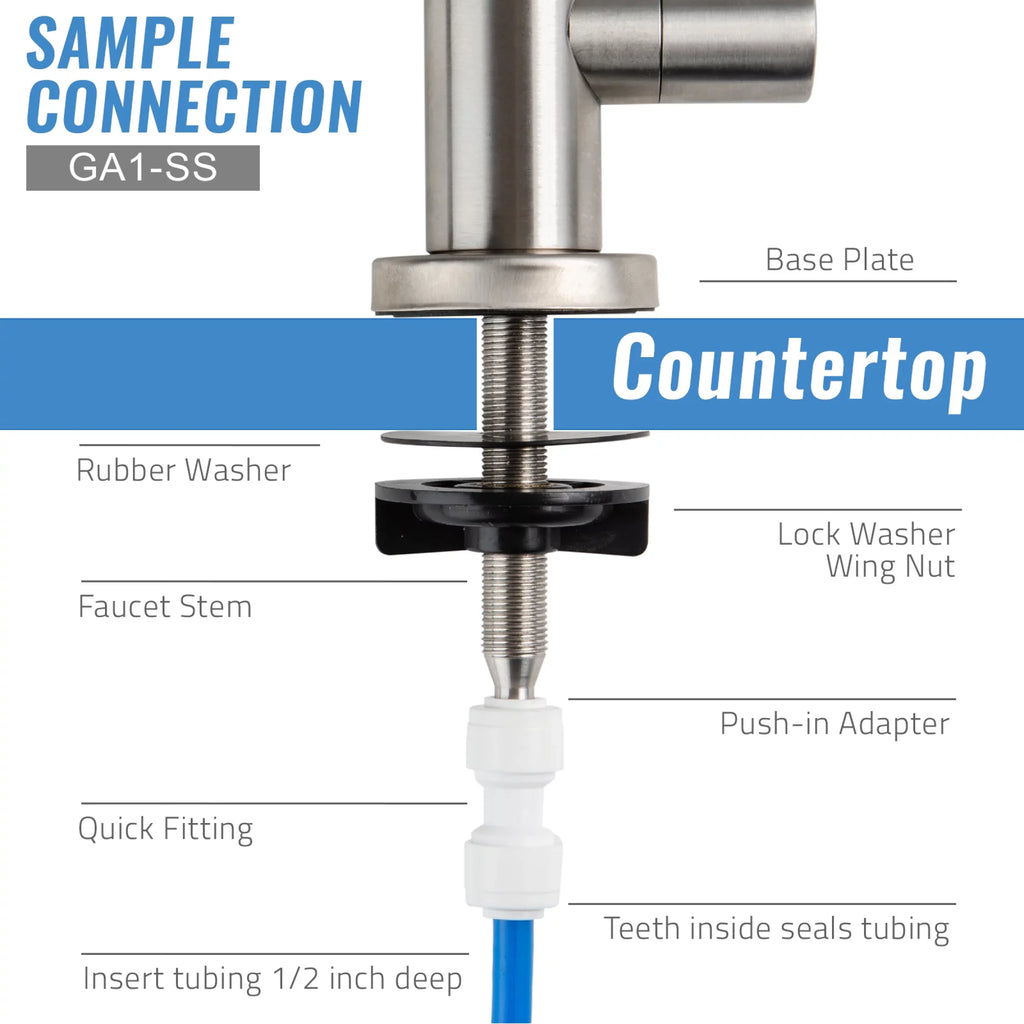 iSpring GA1-SS Premium Stainless Steel Drinking Reverse Osmosis Fluid Filtration Systems, 100% Lead-Free RO Faucet, Brushed Nickel