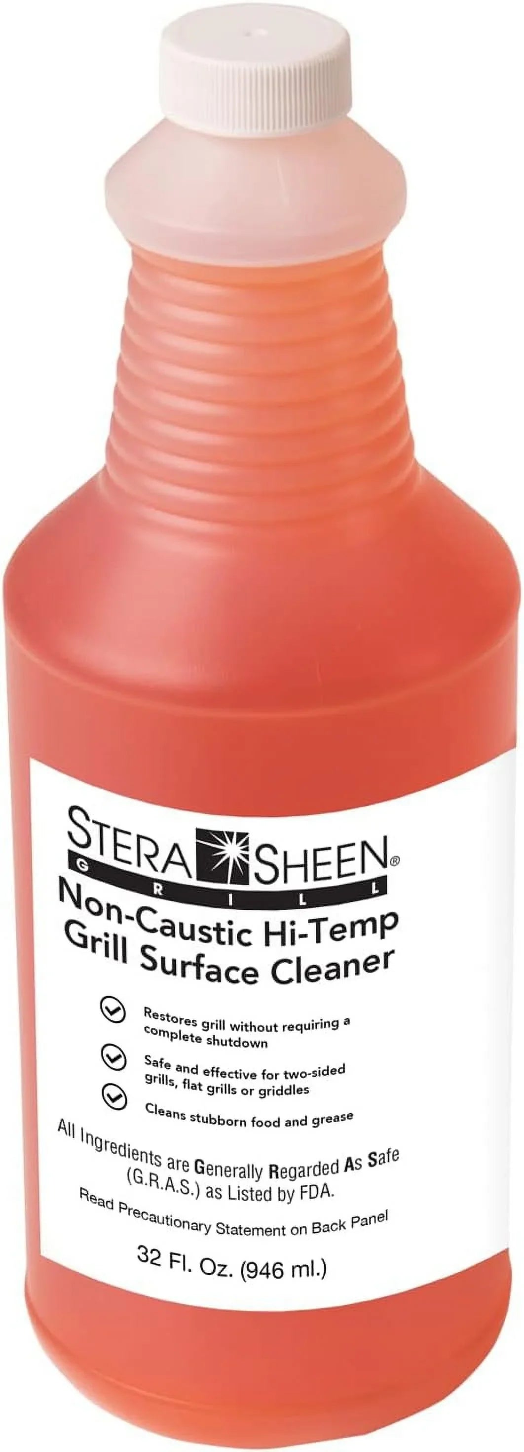Stera Sheen - Grill Cleaner - Food Safe, Non-Caustic Formula - Restaurant & Cafe Quality Cleaner for Flat Top Grills and Griddles - Eliminate Tough Encrusted Grease - 32 fl oz Bottle (1 count) 32 Fl Oz (Pack of 1)