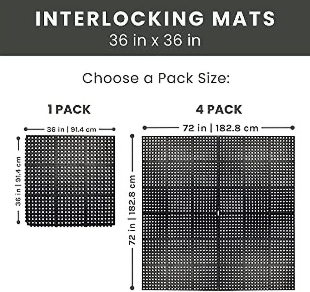 Interlocking Rubber Floor Mat For Restaurant Kitchen Floor Anti Fatigue Bar Door Mat Non-Slip Indoor Outdoor Shower Pool Drainage, Sturdy Garage Flooring 36 X 36 Inch