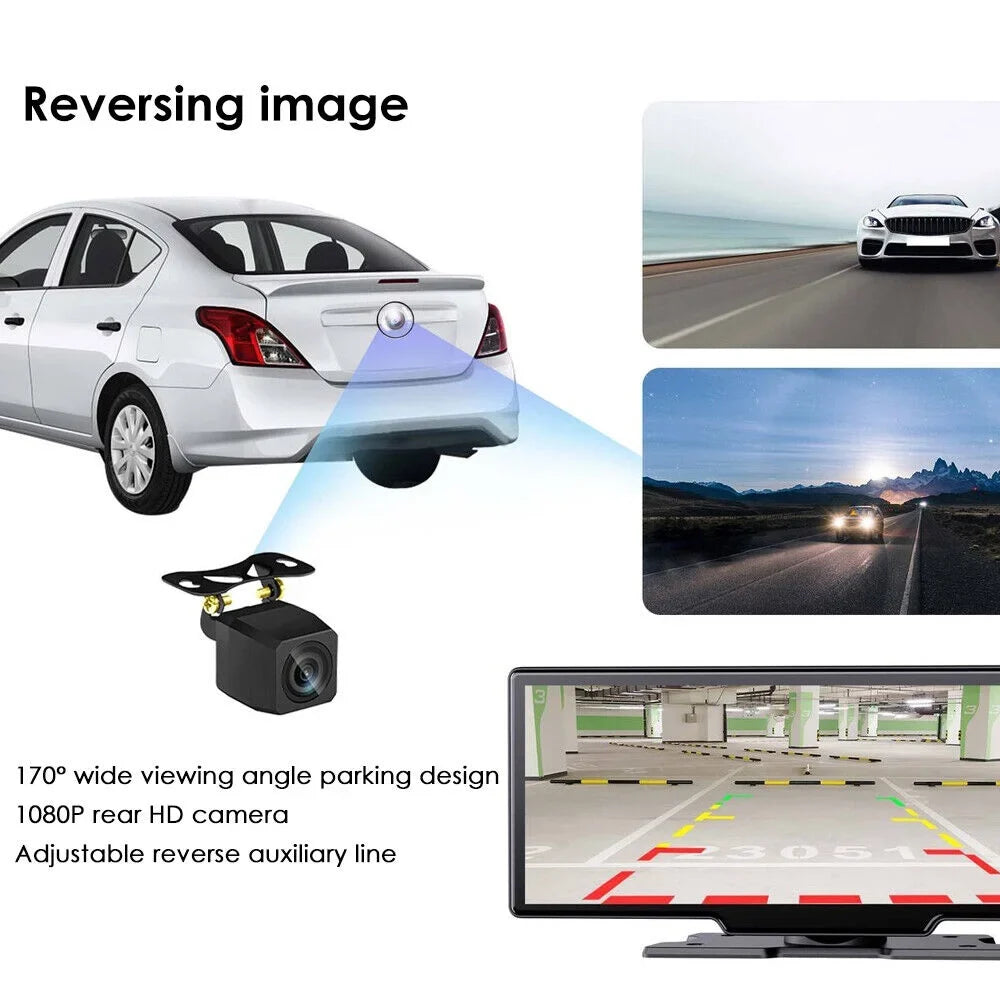 KingFurt T91 Dash Camera with 2K 1080P Dual Lens - Enhanced Recording, Wireless Connectivity, Android Auto, Touch Monitor WiFi