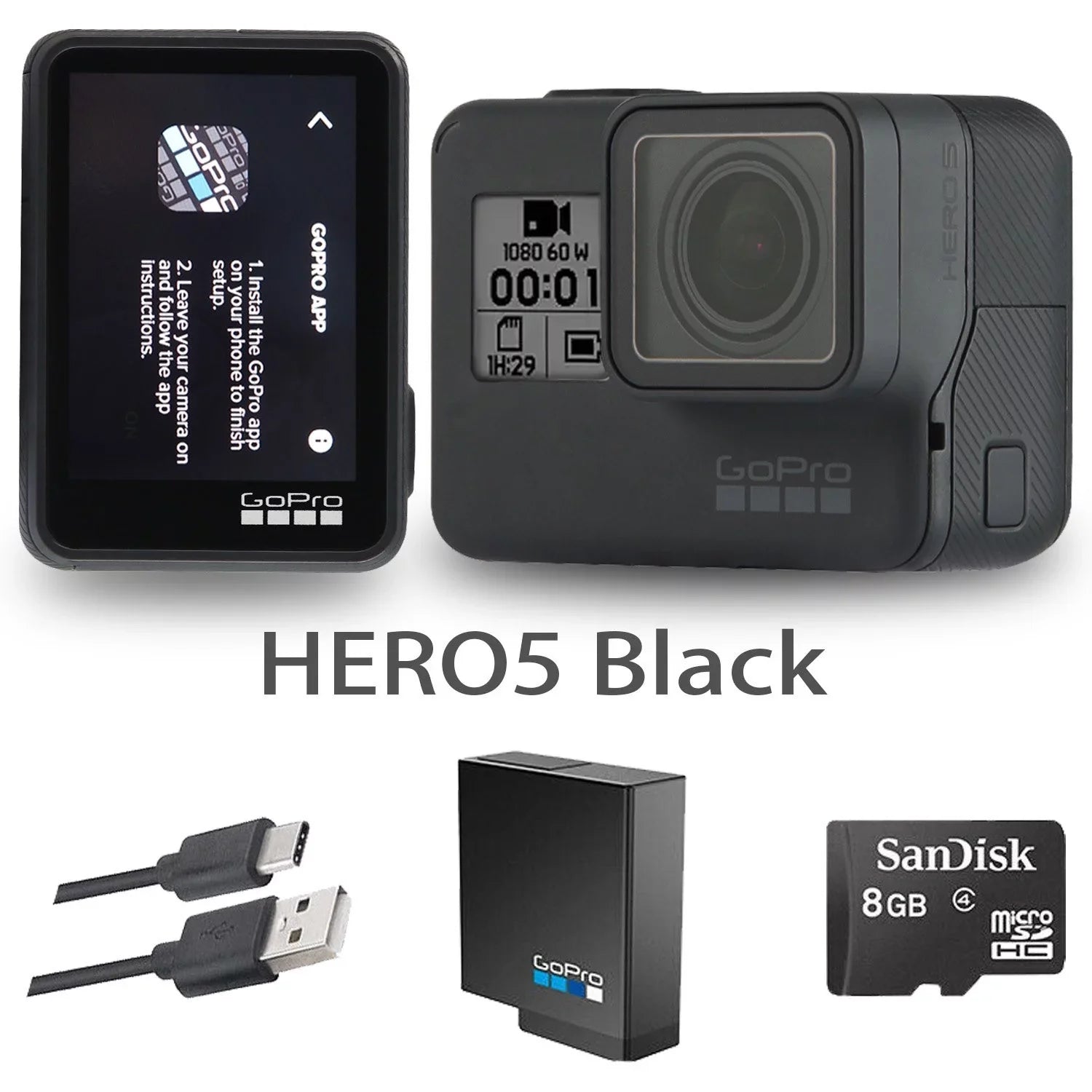 Restored GoPro HERO 5 Black Edition Fluid Sport Action Camera with Touch Display 4K Ultra HD Video 12MP Photos (Refurbished)
