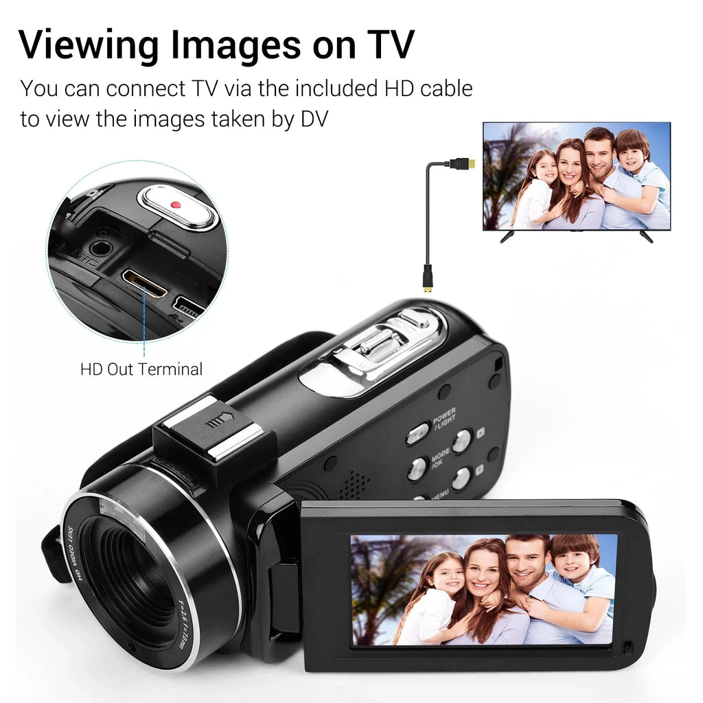 Andoer 4K Handheld DV Professional Digital Video CMOS Sensor Camcorder with 0.45X Wide Angle Lens with Macro Hot Shoe Mount 3.0 Inch IPS Monitor Burst -Shaking Function