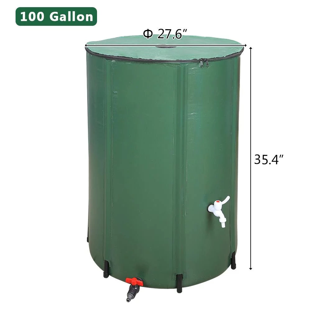 UBesGoo 100 Gallon Collapsible Rain Barrel, Portable Fluid Storage Tank, Liquid Collection System Downspout