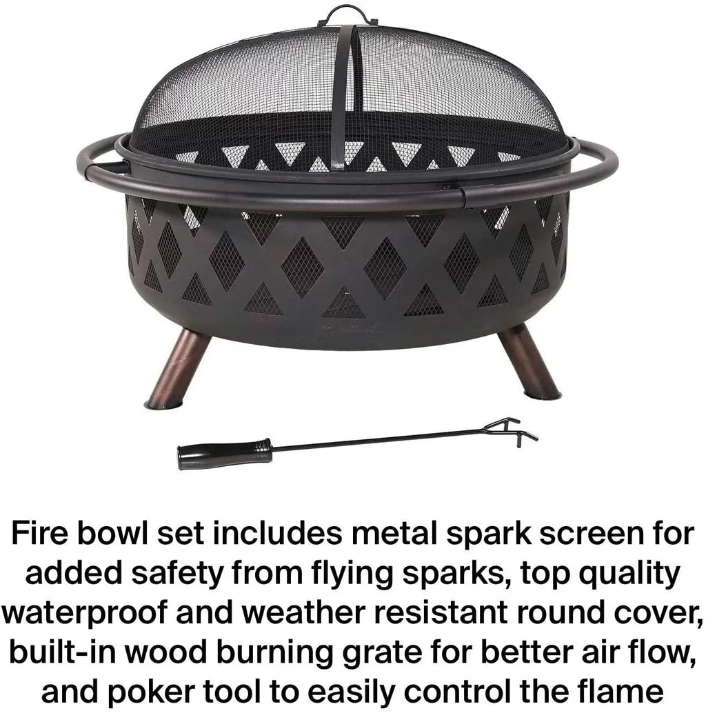 Caleb Moveable Metal Wood Grill Burning Pit And Efficient Fire Pit
