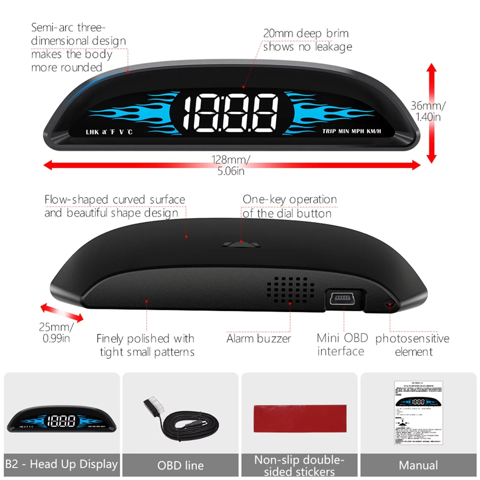 Dcenta Car New OBD Speedometer Head-up Display B2 Multi-Functions Car Diagnostic Speedometer Driving