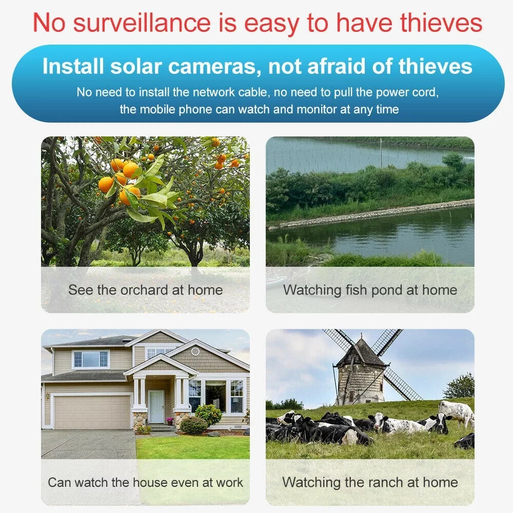 DFITO Wireless Solar Security Camera, 1080P HD Outdoor Camera WIFI PTZ Surveillance Security Camera CCTV IP66 Liquid AI Human Detection, 2-Way Audio, PIR Motion Detection