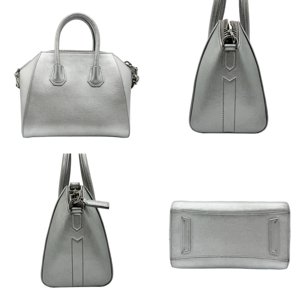 Pre-Owned Givenchy Handbag Shoulder Bag Antigona Leather Silver Women's (Good)