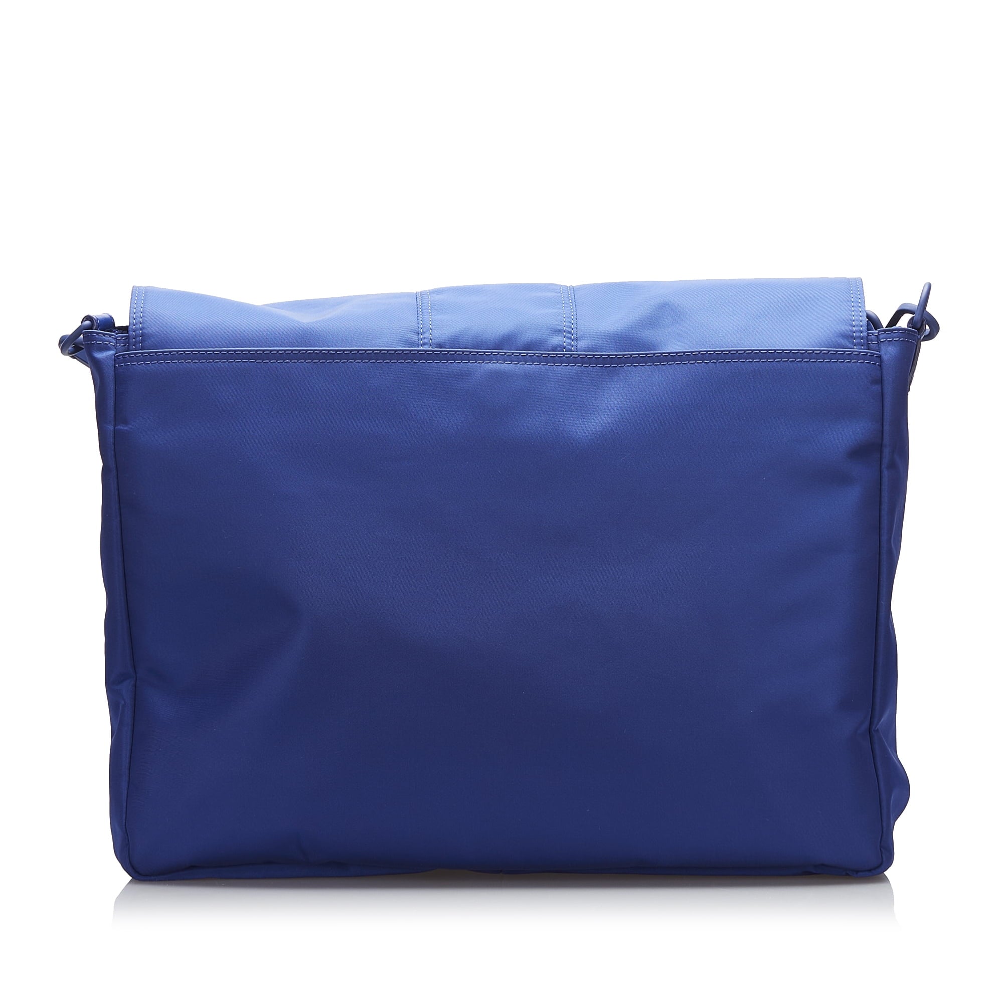 Pre-Owned Authenticated Fendi FF Lock Crossbody Nylon Fabric Blue Crossbody Bag Unisex (Good)