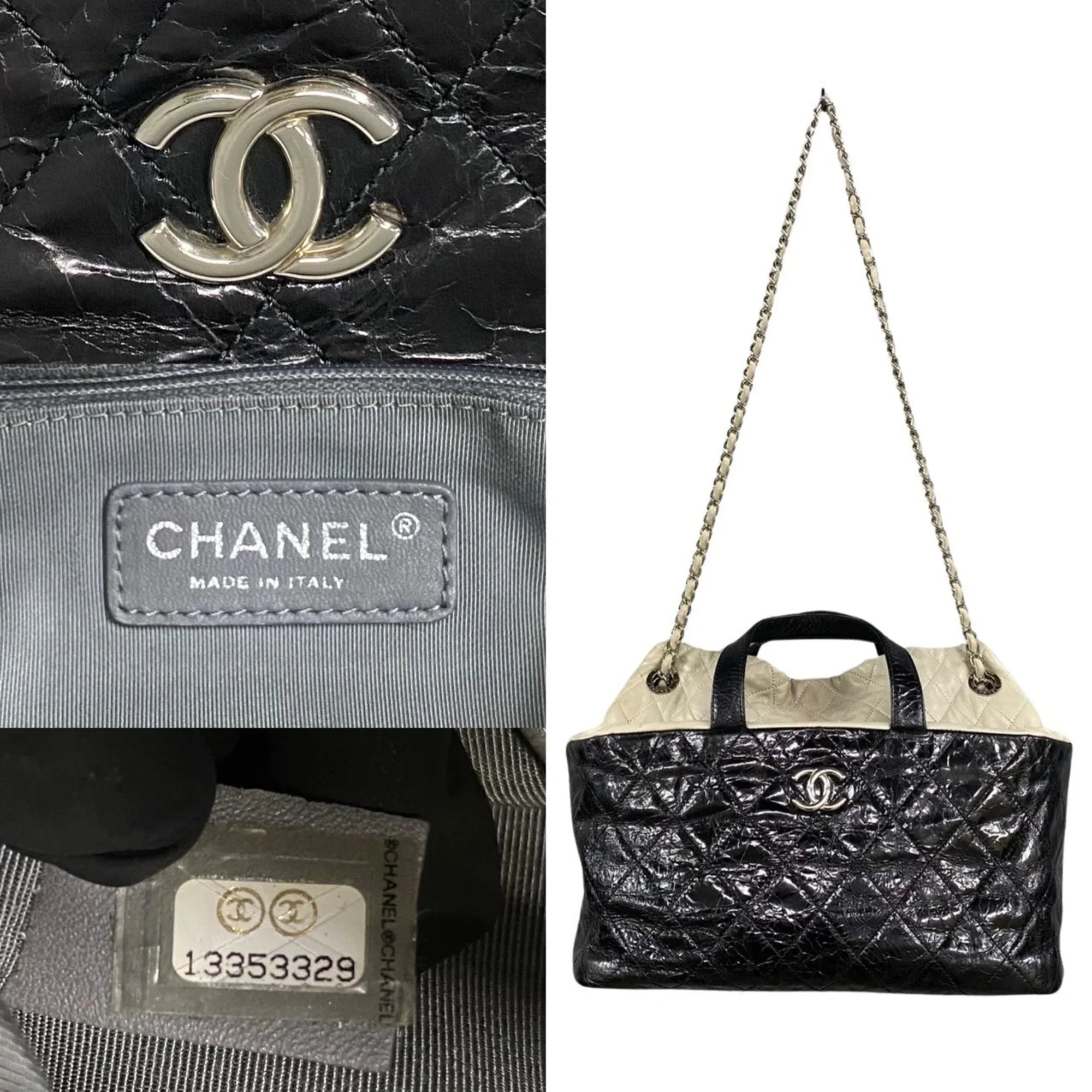 Pre-Owned CHANEL Chanel Matelasse Patent Leather 2way Handbag Chain Shoulder Bag Black 20309 (Good)