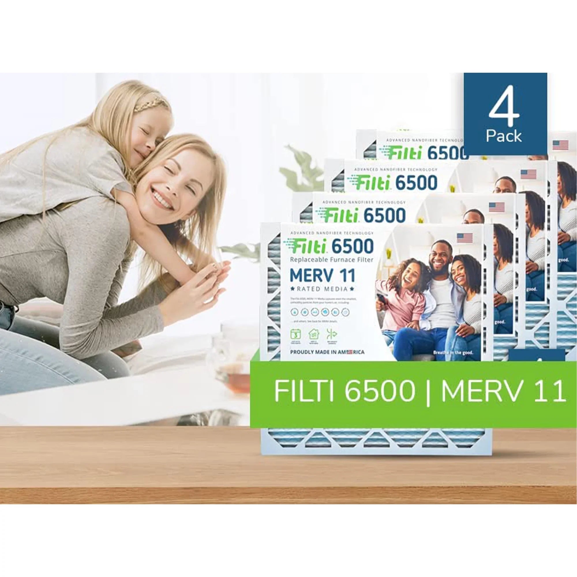 Filti 6500 Pleated Home HVAC Furnace 20x25x1 MERV 11 Air Filter (4 Pack)