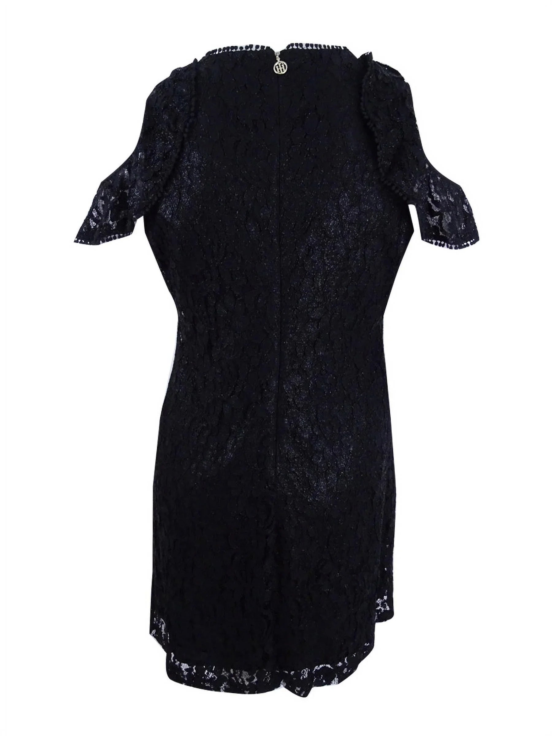 TOMMY HILFIGER $140 Womens 1055 Black Cold Shoulder Cocktail Sheath Dress 12 B+B