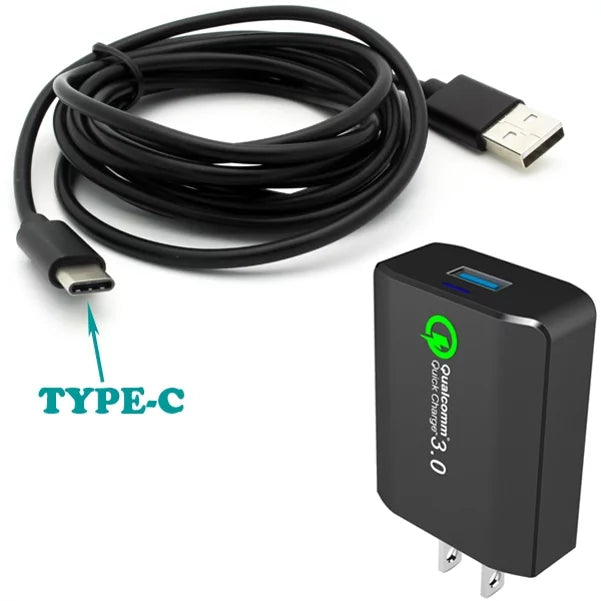 6ft USB Cable 18W Fast Home Charger w Holster Rugged Case Belt Clip for Motorola Moto Z Force Droid, Revvlry Plus, G7 G Stylus Power (2020) - OnePlus 7T, 6T, 6, 9, 8T Plus - Razer Phone 2