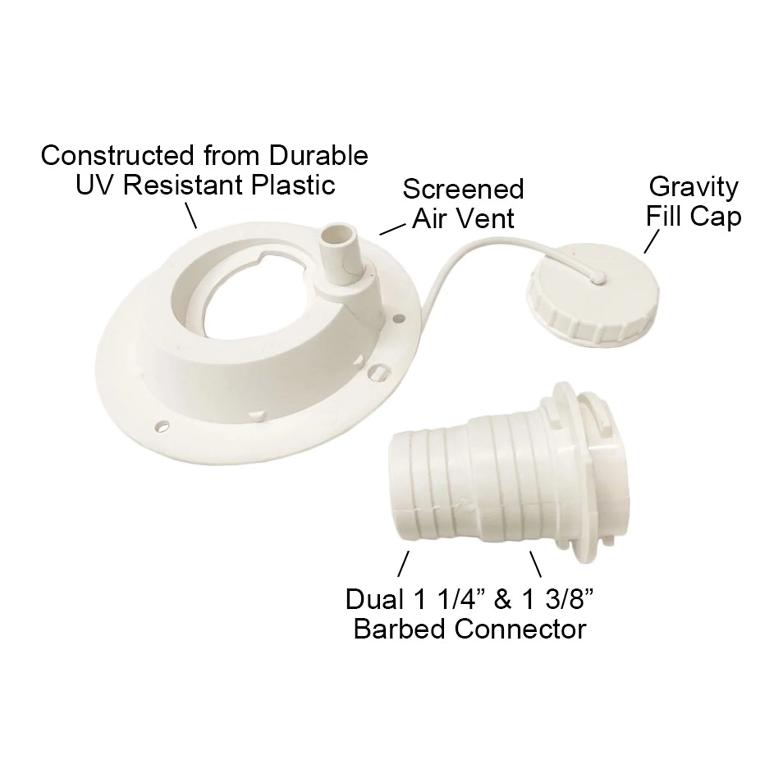 Fresh Fluid Tank Accessory Hose Connection Kit - RV, Concession, Trailer, Camper