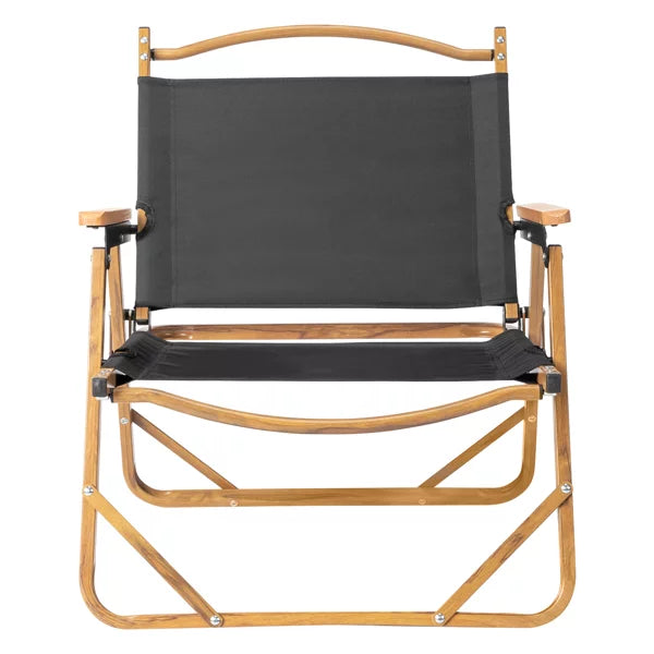 Fithood 53*55*61cm Medium Size Aluminum Frame 600D Black Oxford Cloth Bearing 100kg Imitation Wood Grain Spray Paint Camping Chair Black