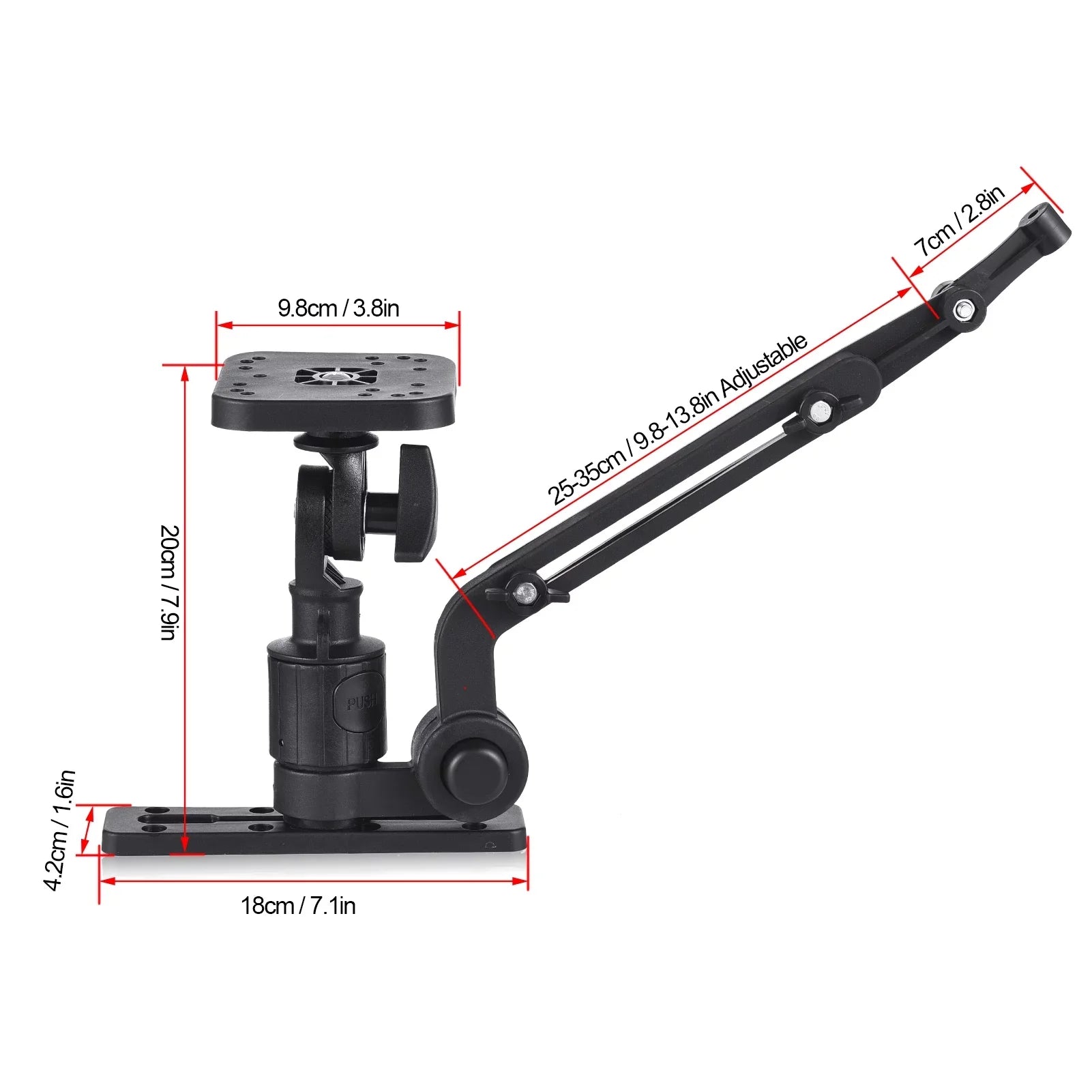 Tomshoo Tough Kayak Boat Transducer Mounting Arm, Fish Finder Mount Base Adapter, 360 Degree Swivel