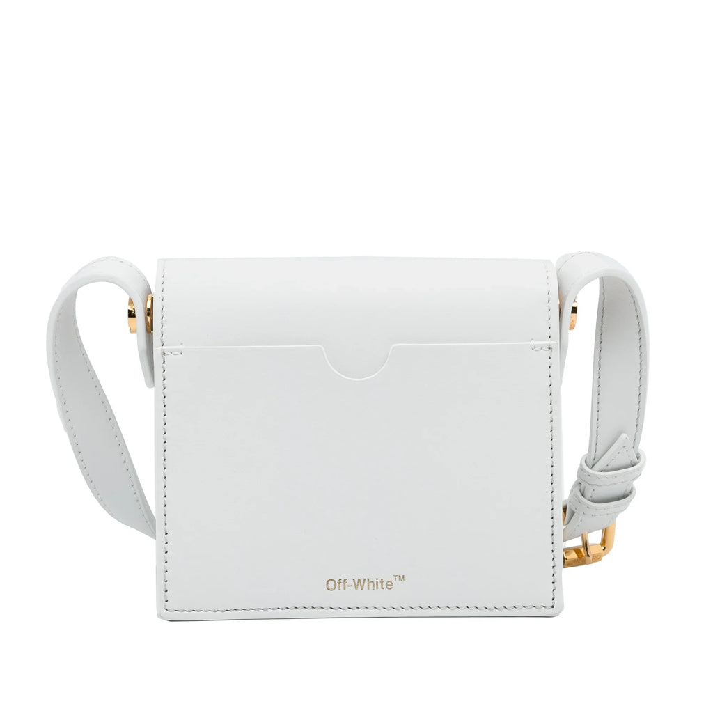 Pre-Owned Authenticated Off-White Baby Binder Clip Crossbody Bag Calf Leather White Unisex (Good)