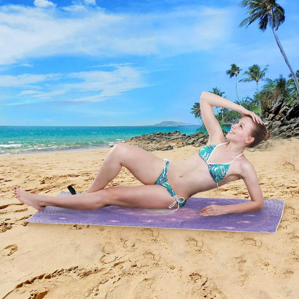 Bestwell Purple Whirlpool Beach Towel Oversized Towel Blanket, Thin Lightweight Microfiber Sand Free Quick Dry Towel, 30”X60” Multipurpose Pool Bath Yoga Swim Shower Towel