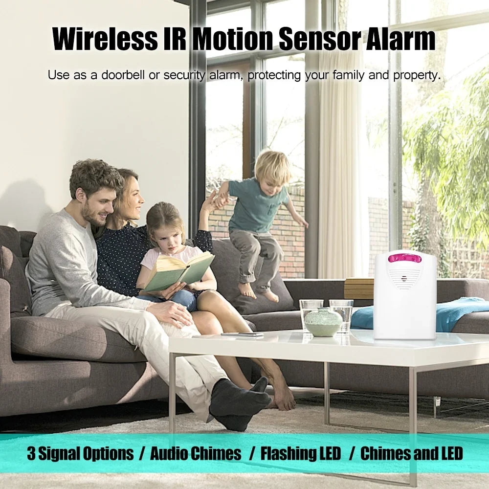 Andoer Multifunctional Wireless Driveway Alarm IR Motion Sensor Alarm Doorbell 1 Receiver 2 Transmitters for Home Outdoor Use