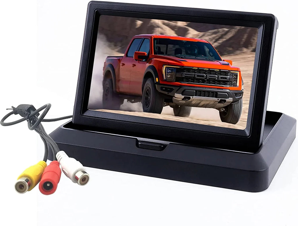 5 inch Foldable TFT LCD Backup Camera Monitor only Rear View Reverse Display Monitor V1/V2 Two Video Input, 12V/24V