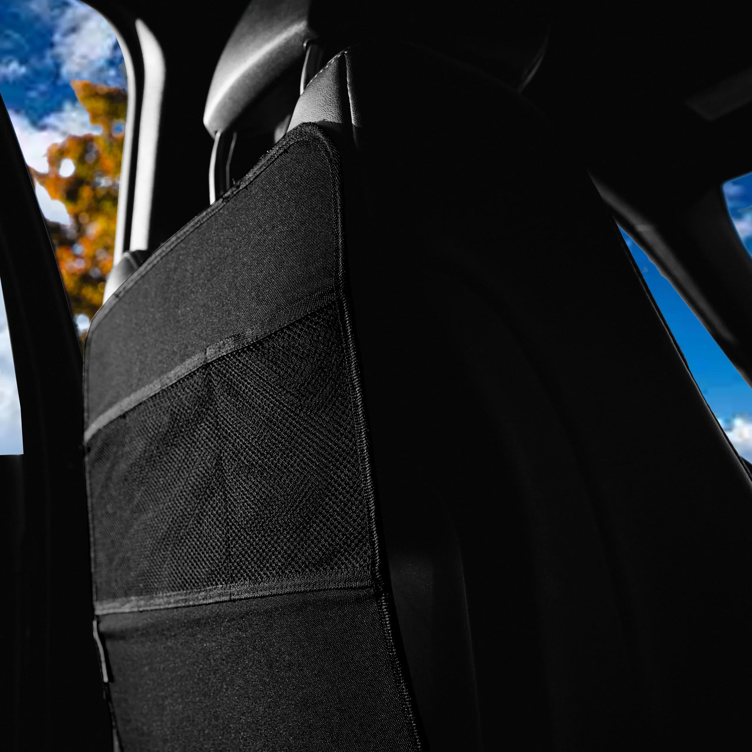 Gorla Gear Black Heavy Duty Kick Mats Back Seat Protector 2 Pack Car Seat Organizer Protection from Booster Seat Baby Toddler Kids Kicking Upgraded Bungee Hooks Universal Fit in Auto Trucks Vans SUV