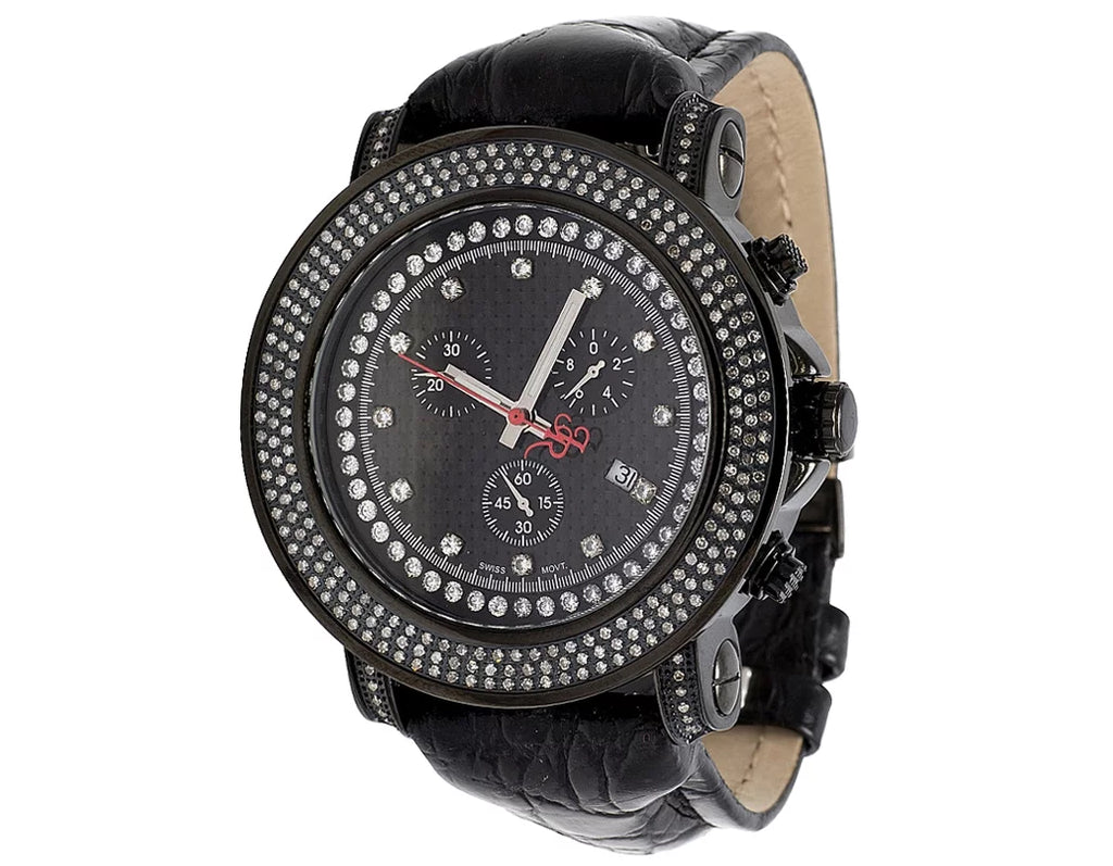 Joe Rodeo Mens Joe Rodeo Junior JJU3 Black PVD 50MM Diamond Watch 2.5 Ct