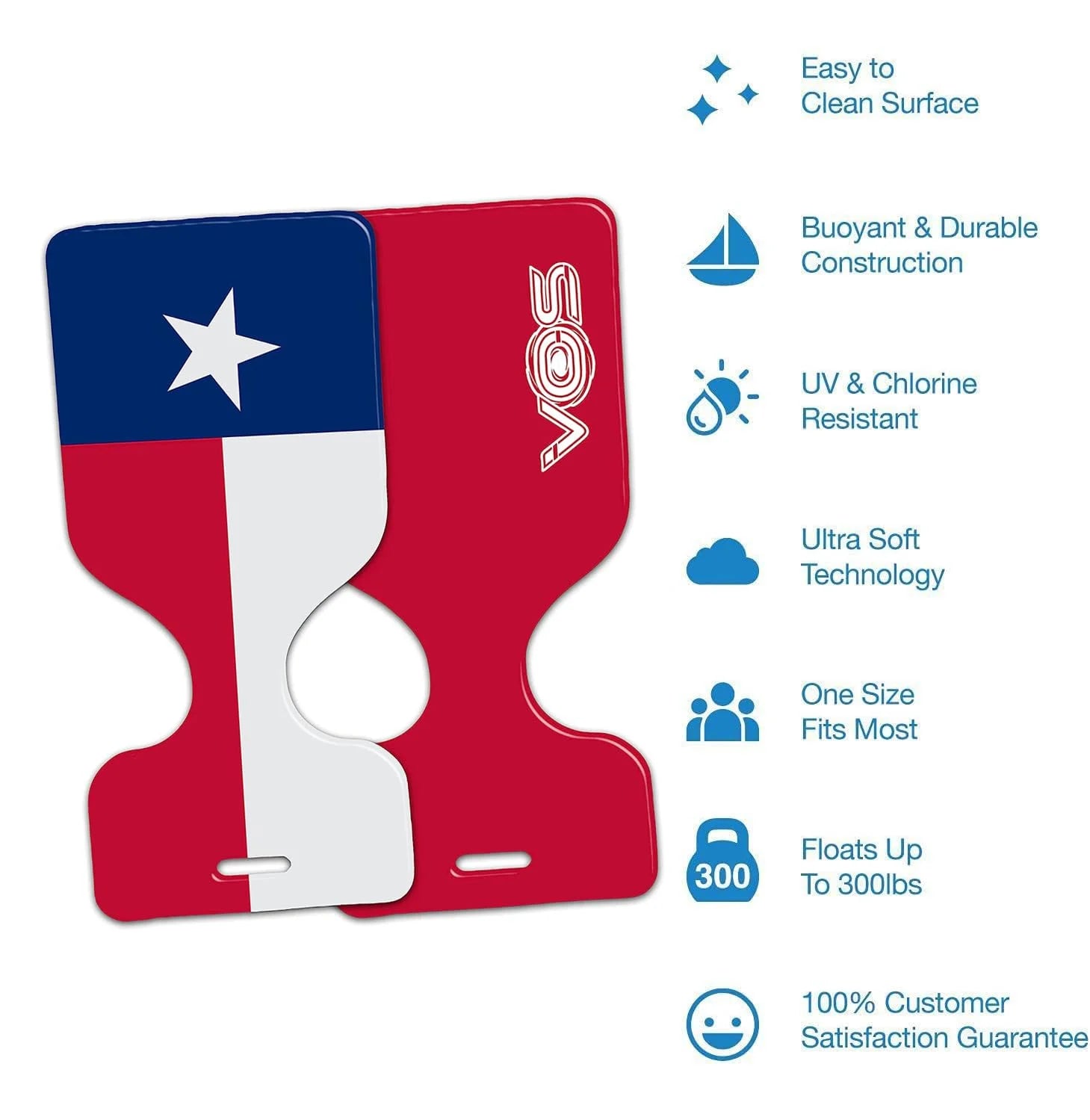 VOS Phoenix Graphic Printed Saddle Effusion Liquid Floats for Adults and Kids - (Lone Star, 2 Pack) |UV Resistant & Ultra Buoyant, Comfortable Floating Seats for Pool, Beaches, Lakes, Liquid Parks