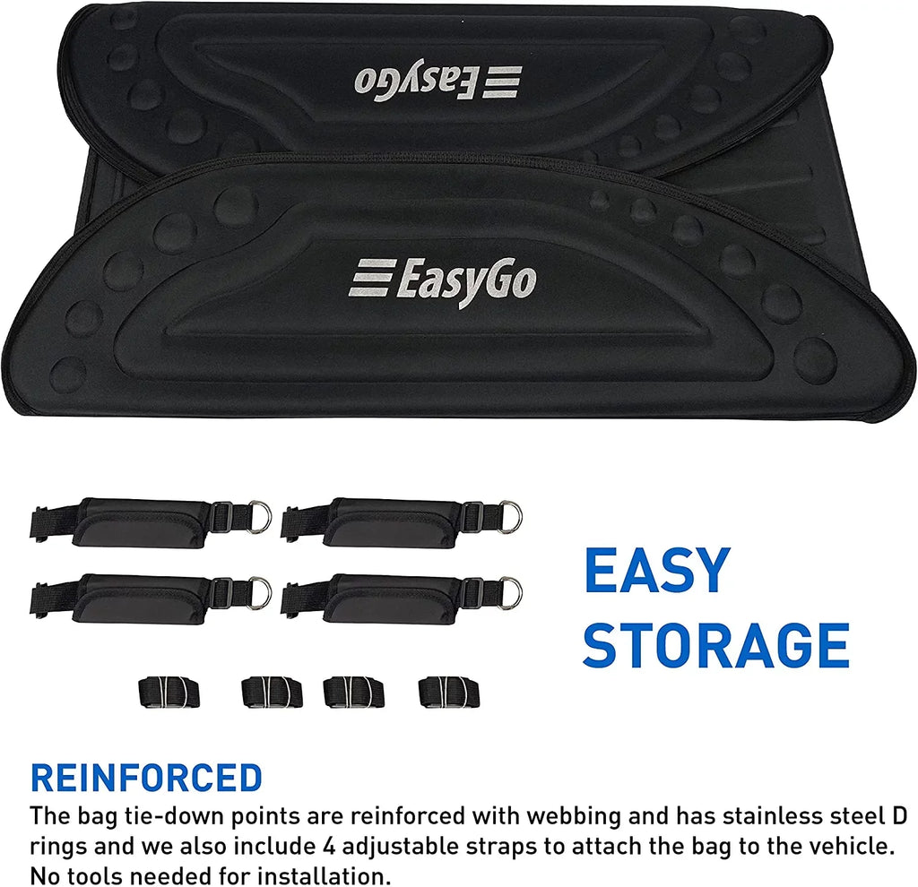 EasyGoProduct Aerodynamic Car Rooftop Cargo Carrier Bag - Soft Roof Top Luggage Bag for All Vehicles SUV with/Without Rack Hard Sides - 4 Adjustable Straps 8 Cubic Feet - Fold Flat Storage Bag