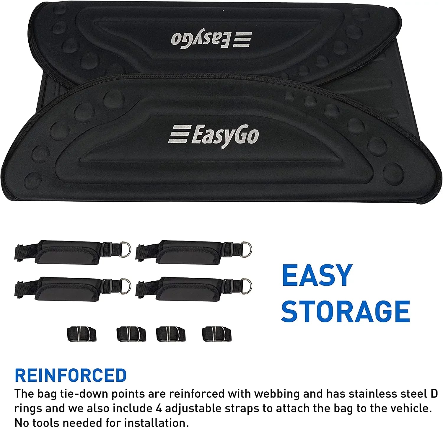 EasyGoProduct Aerodynamic Car Rooftop Cargo Carrier Bag - Soft Roof Top Luggage Bag for All Vehicles SUV with/Without Rack Hard Sides - 4 Adjustable Straps 8 Cubic Feet - Fold Flat Storage Bag