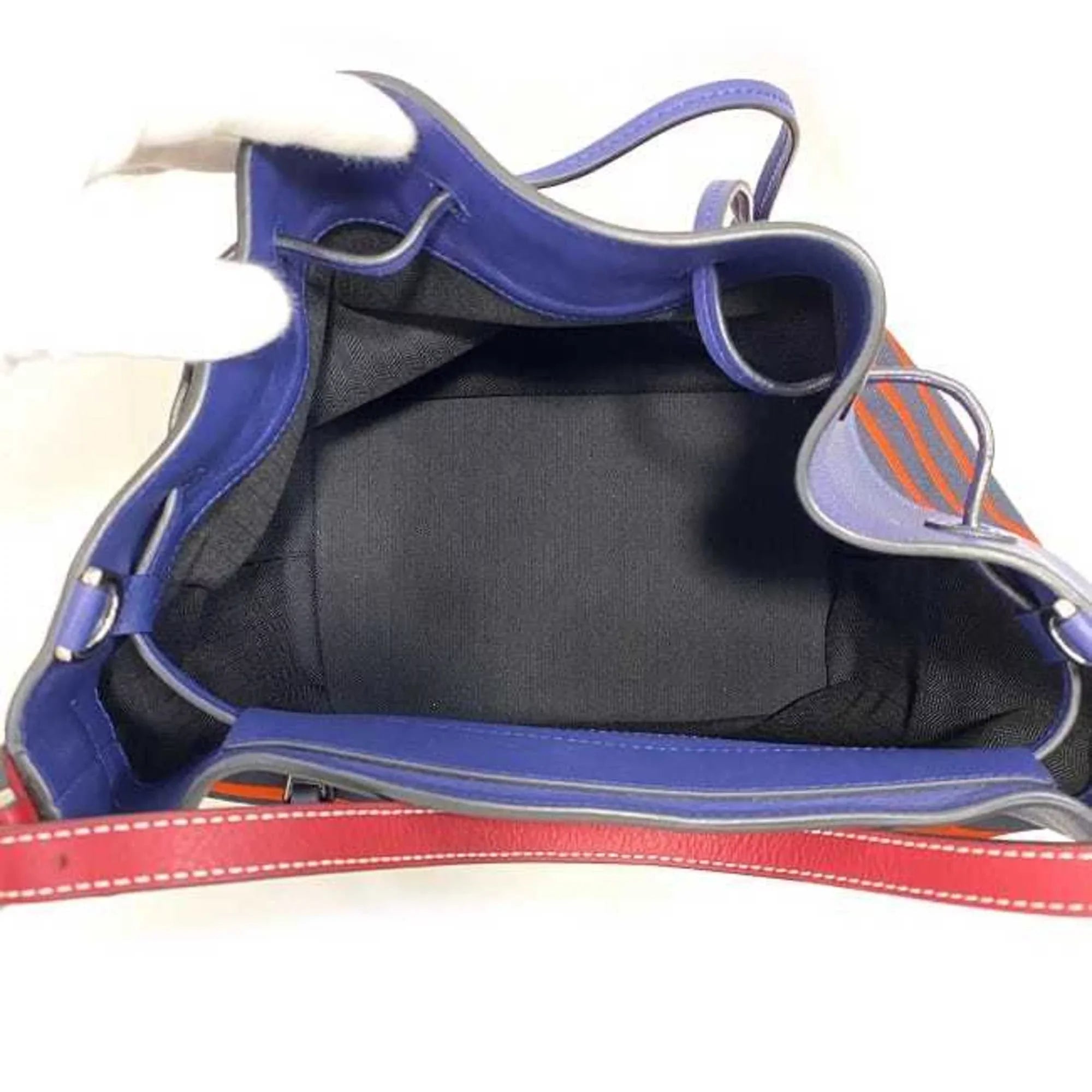 Pre-Owned Loewe Midnight Shoulder Bag Navy Black Orange Bordeaux 327.35.R99 Canvas Calf Leather Ladies (Good)