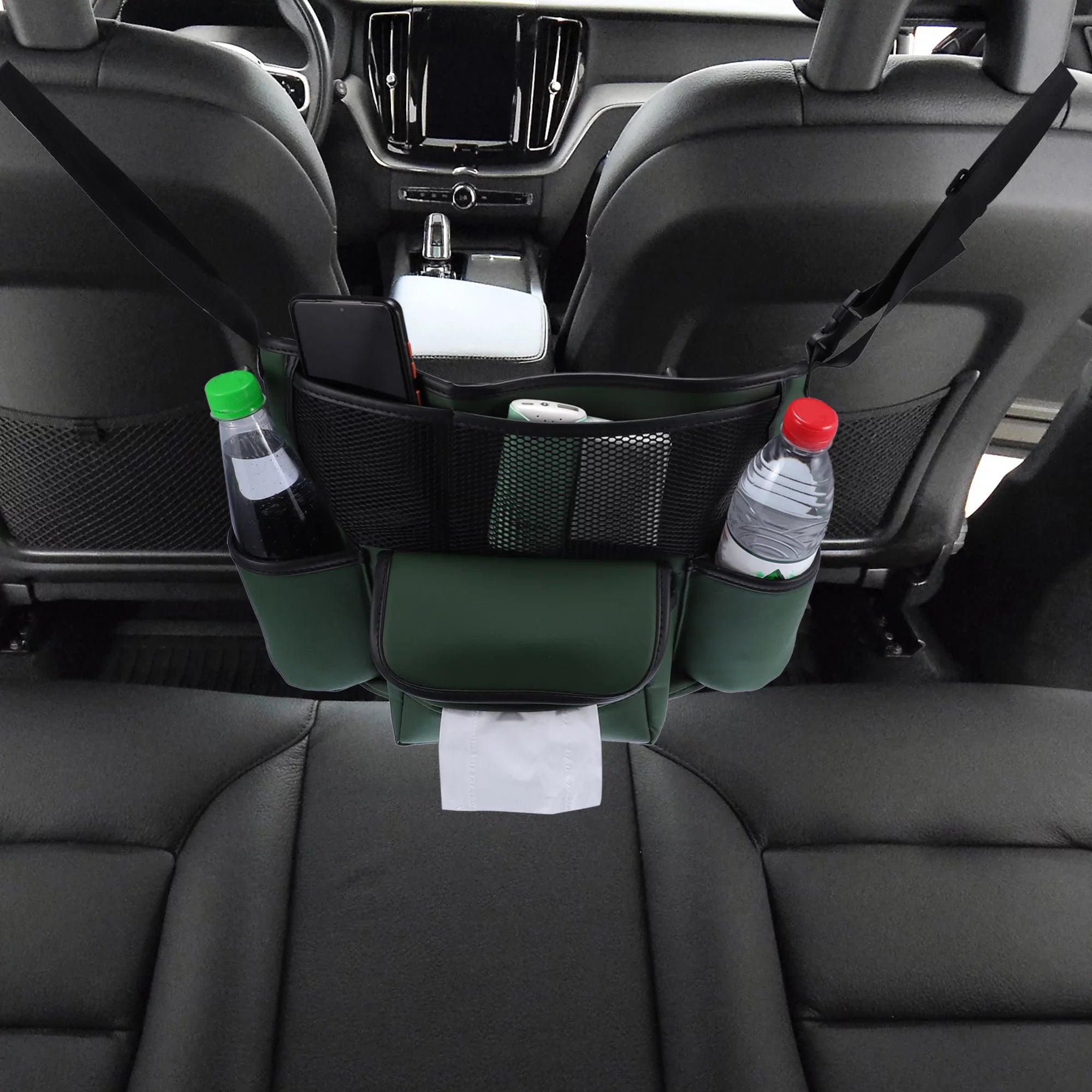 Unique Bargains Car Large Capacity Seat Organizer Backseat Multi Pockets Purse Storage for Car 36x26x18cm Army Green