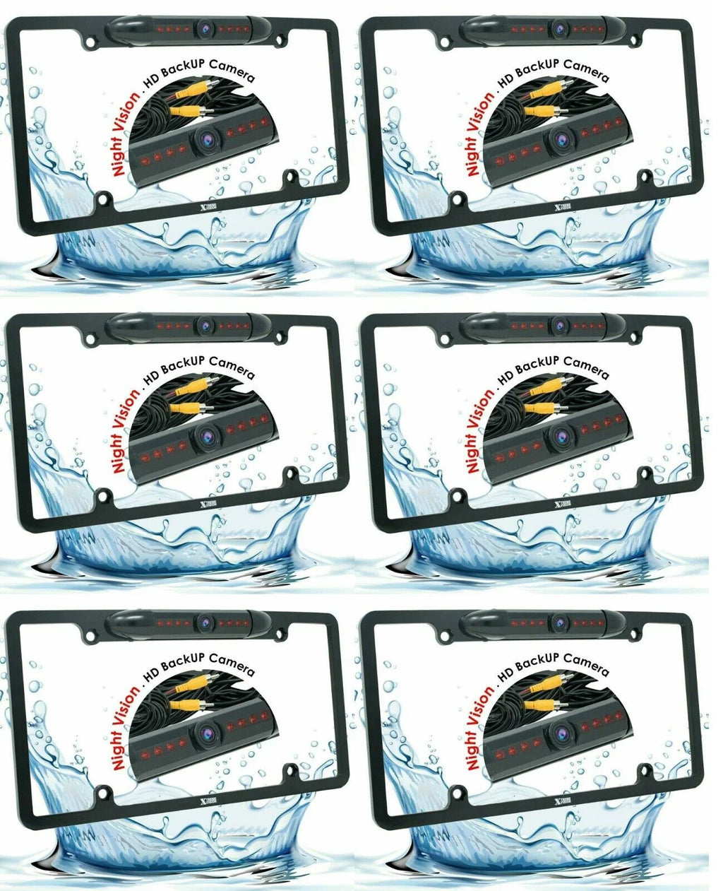 6x Wide Angle Rear View Backup Liquid Night Vision HD License Plate Camera Bundle