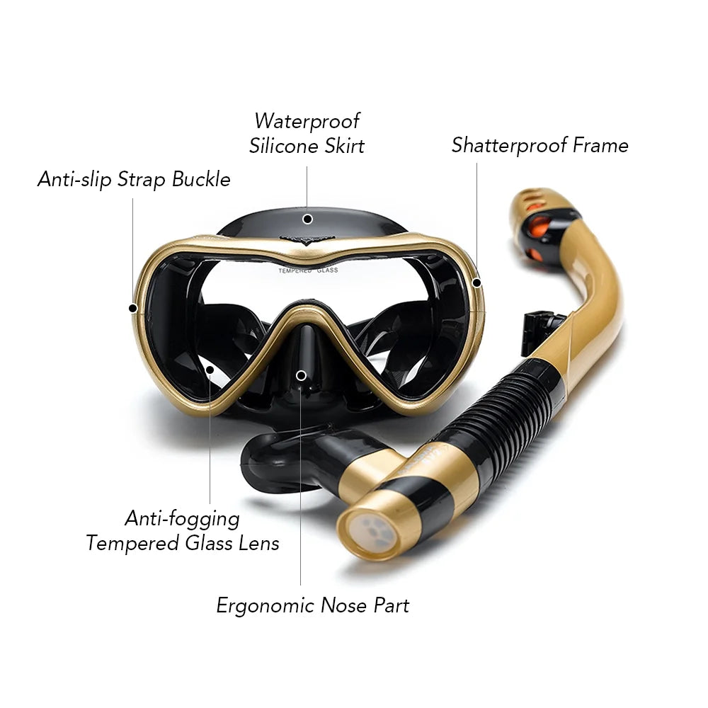 moobody Swim Goggles and Snorkeling Tube Set, Anti，fog with Leakproof Design