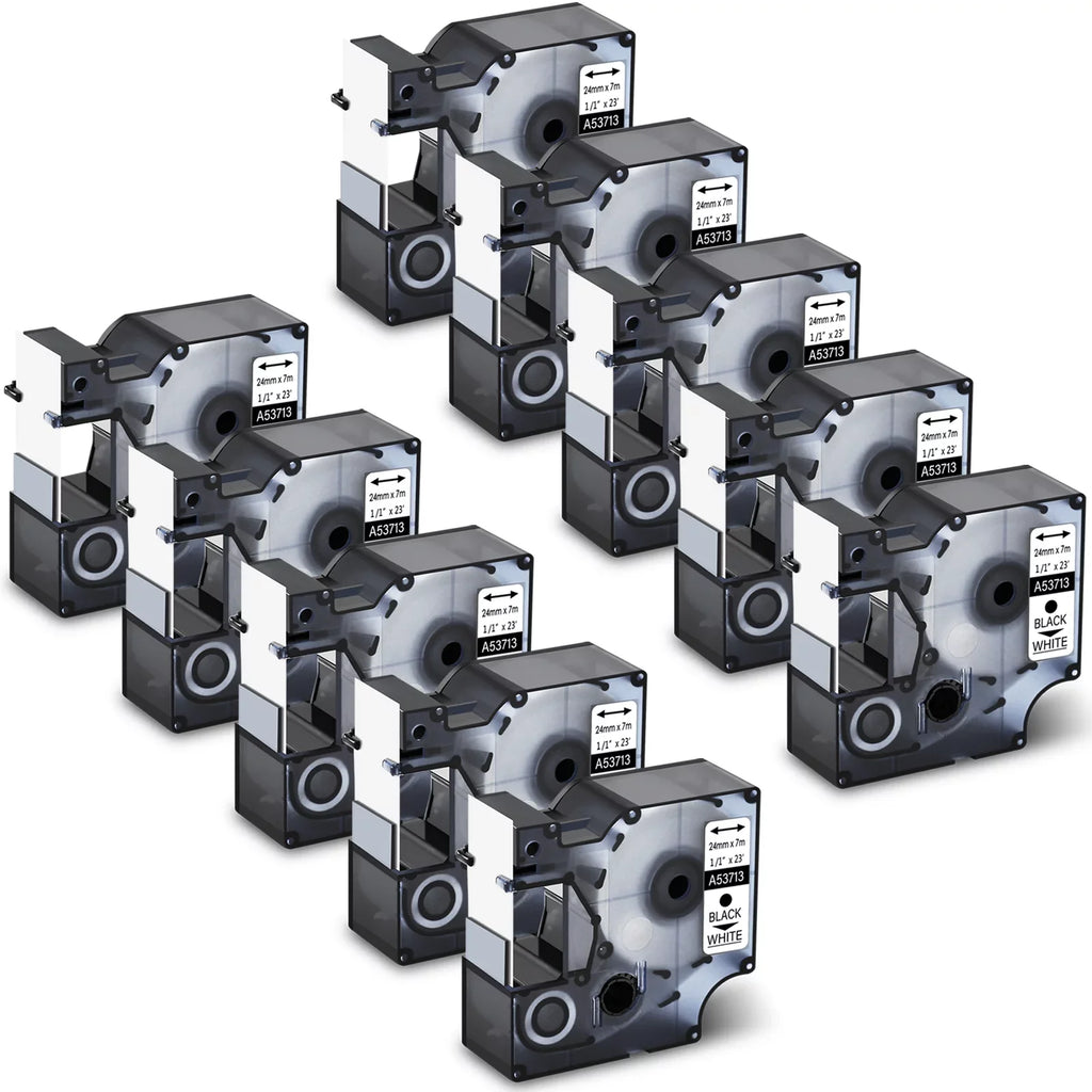 GREENCYCLE 10PK Compatible for DYMO D1 Label Tape 53713 S0720930 24mm 7m Black on White for LabelManager 450 450D Label Maker