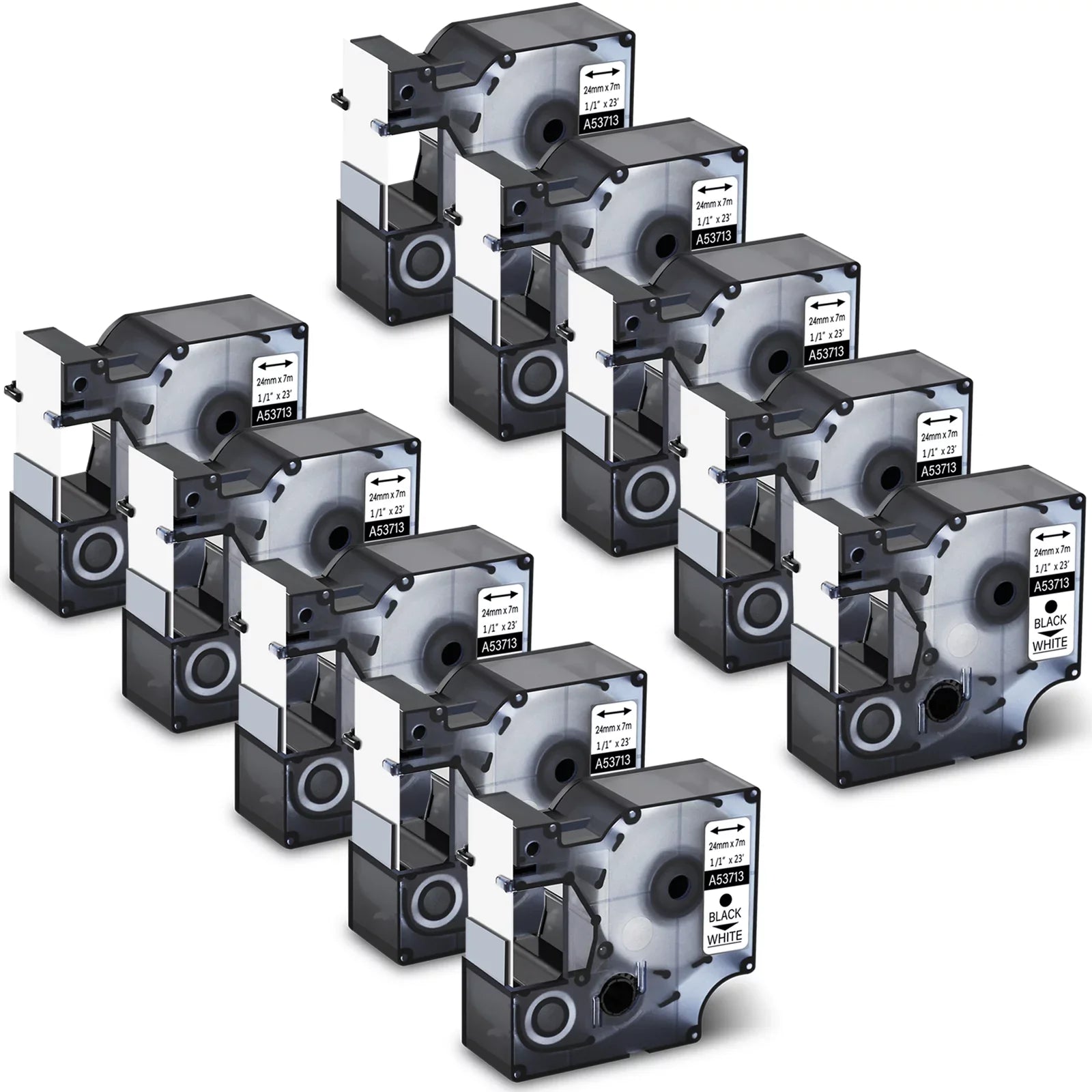 GREENCYCLE 10PK Compatible for DYMO D1 Label Tape 53713 S0720930 24mm 7m Black on White for LabelManager 450 450D Label Maker