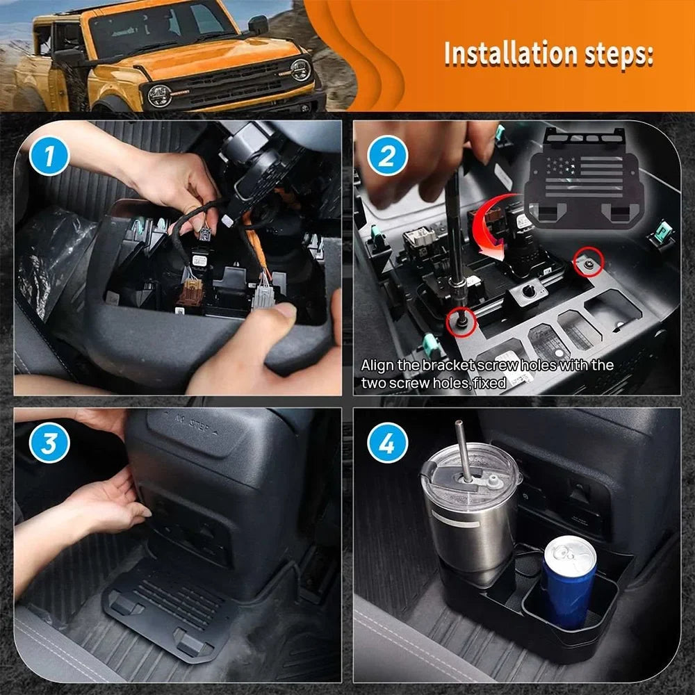 ALLTIMES Removable Cup Holder for Ford for Bronco 4 Door 2021-2023 (Off-Road Edition)
