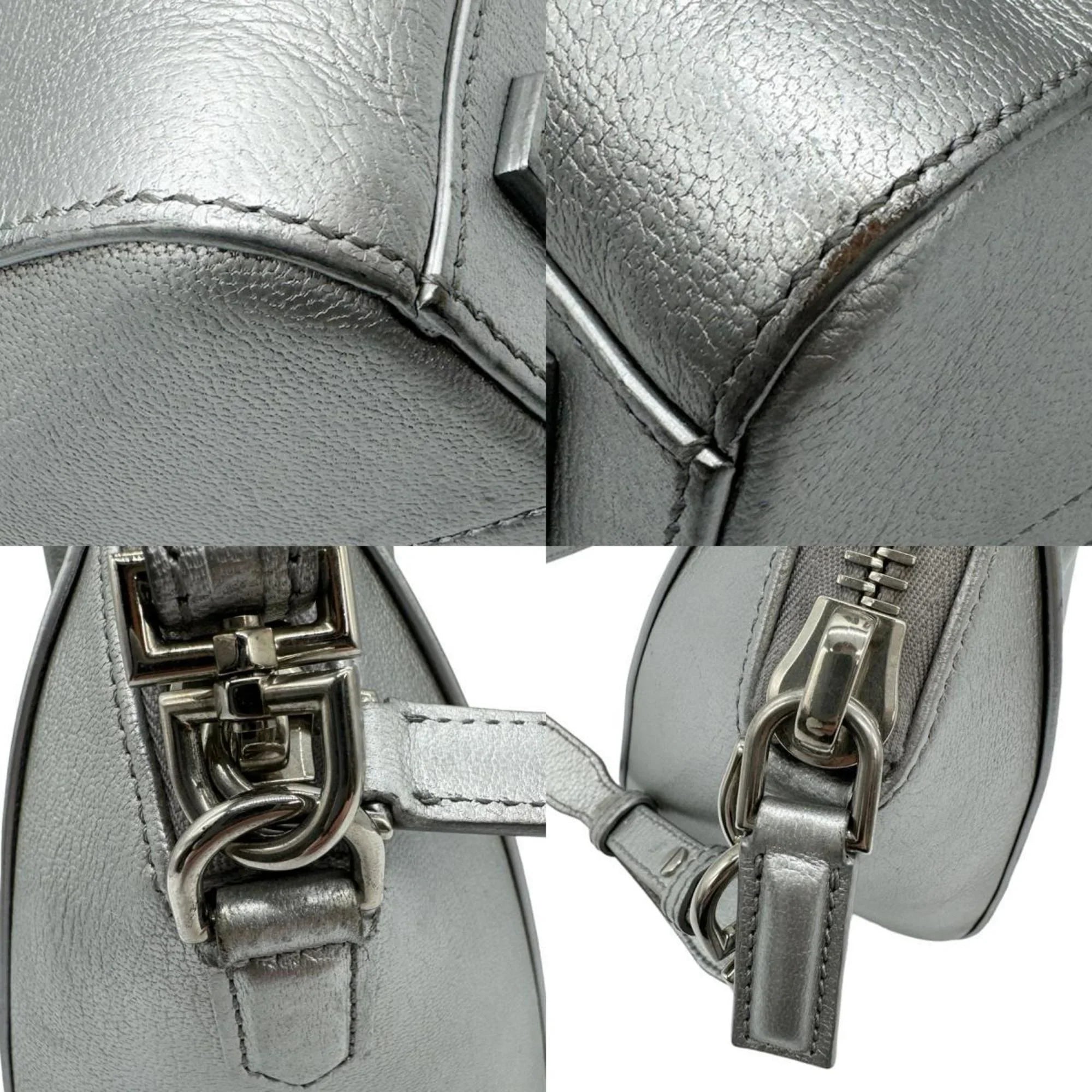 Pre-Owned Givenchy Handbag Shoulder Bag Antigona Leather Silver Women's (Good)